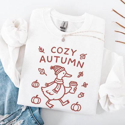 Cozy Autumn PNG, Cute Duck Fall Shirt - 300 DPI Design for T-Shirt