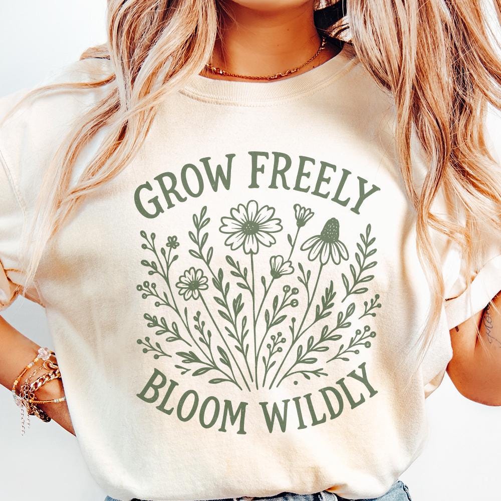 Grow Freely Bloom Wildly PNG, Wildflower Art Print - 300 DPI Design for