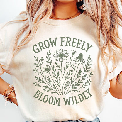 Grow Freely Bloom Wildly PNG, Wildflower Art Print - 300 DPI Design for