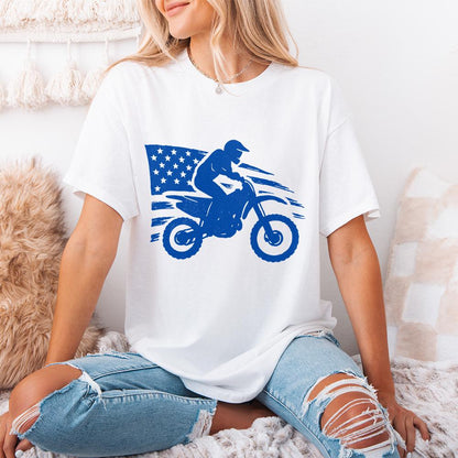 Motocross Biker USA Flag PNG, Patriotic Dirt Bike Digital Download - 300