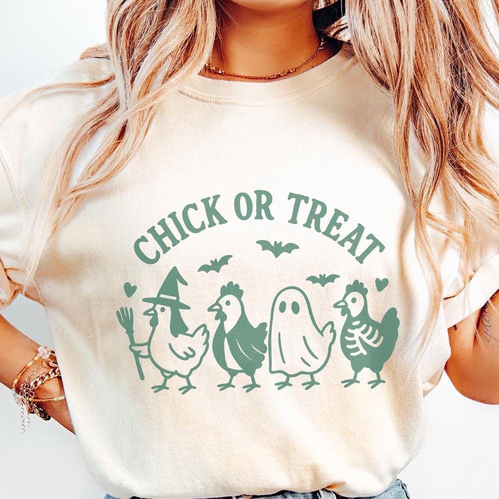 Chick Or Treat PNG, Funny Halloween Chicken Shirt - 300 DPI Design for