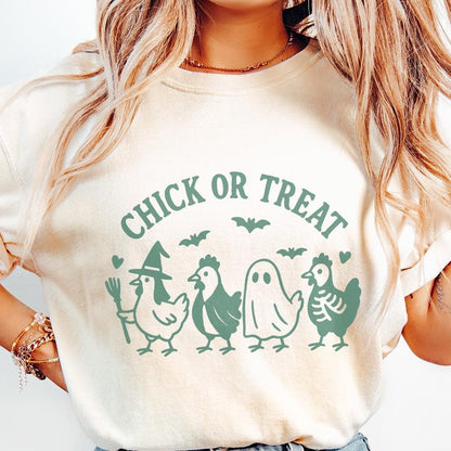 Chick Or Treat PNG, Funny Halloween Chicken Shirt - 300 DPI Design for