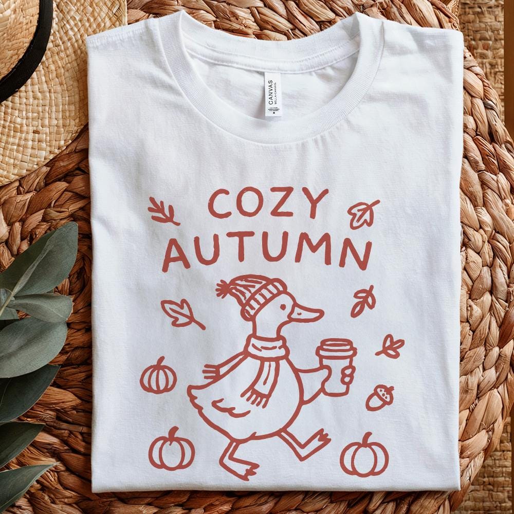 Cozy Autumn PNG, Cute Duck Fall Shirt - 300 DPI Design for T-Shirt