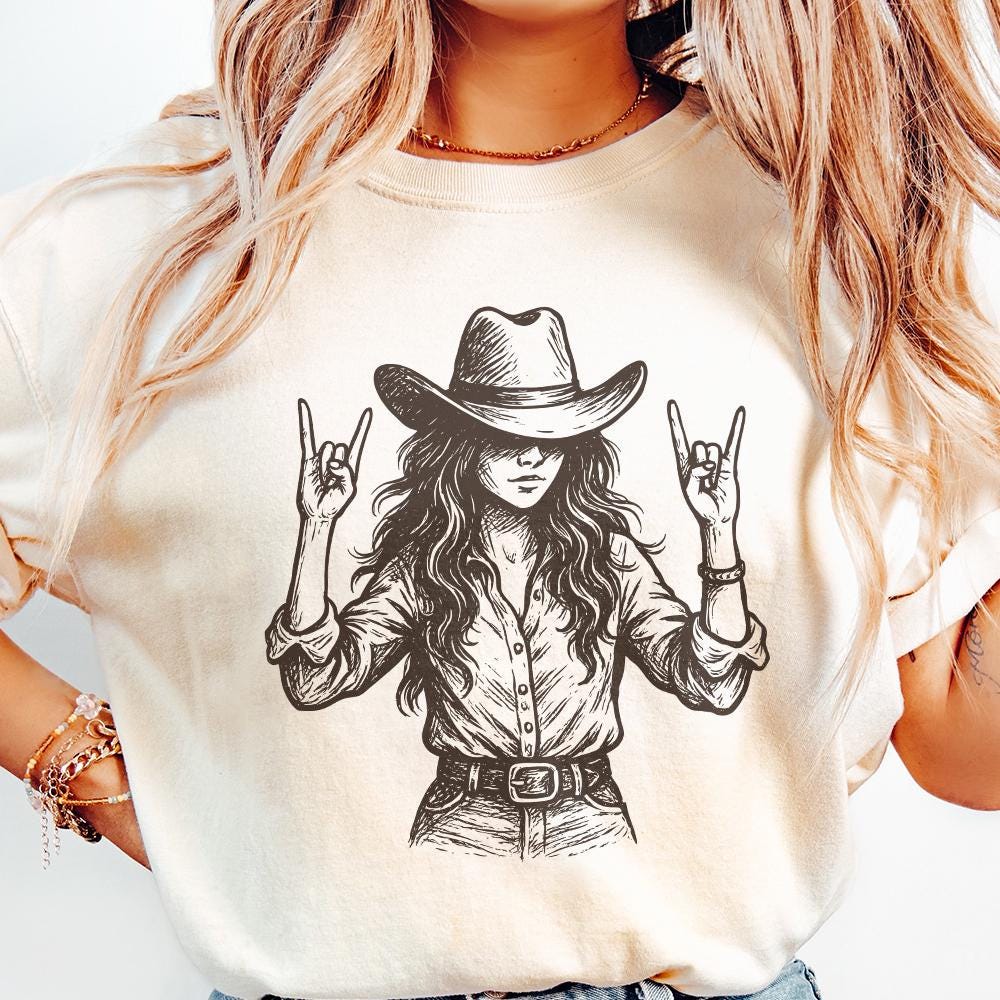 Cowgirl PNG, Western Rocker Girl Digital Download - 300 DPI Design for