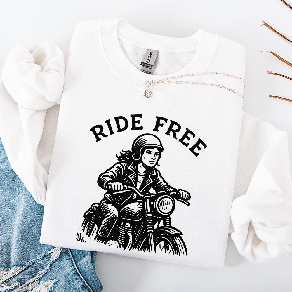 Ride Free PNG, Motorcycle Rider Digital Download - 300 DPI Design for