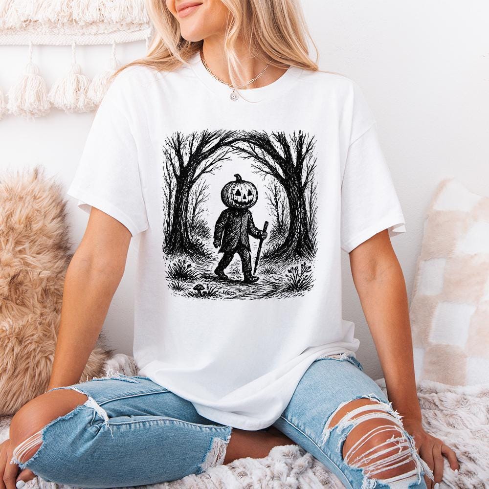 Pumpkin Head PNG, Spooky Halloween Digital Download - 300 DPI Design for