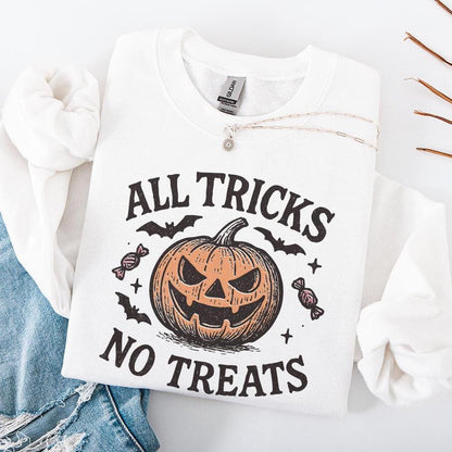 All Tricks No Treats PNG, Halloween Pumpkin Art - 300 DPI Design for