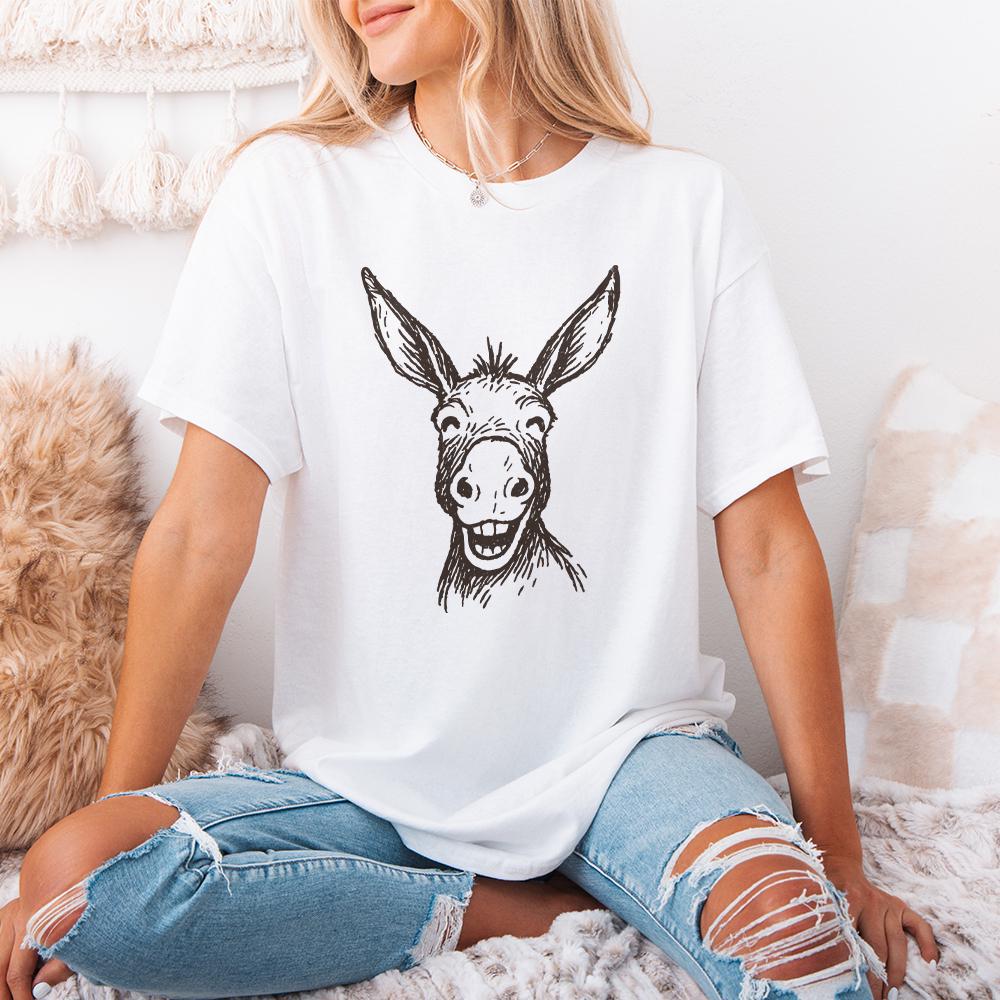 Funny Donkey PNG, Smiling Animal Clipart - 300 DPI Design for T-Shirt