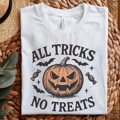All Tricks No Treats PNG, Halloween Pumpkin Art - 300 DPI Design for