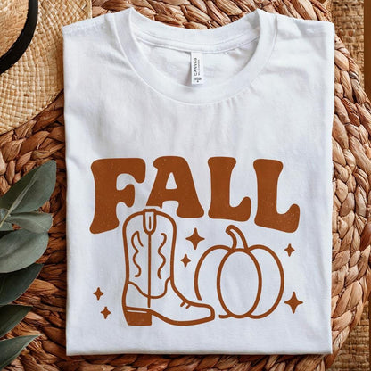 Fall PNG, Cowboy Boot and Pumpkin Design - 300 DPI Design for T-Shirt