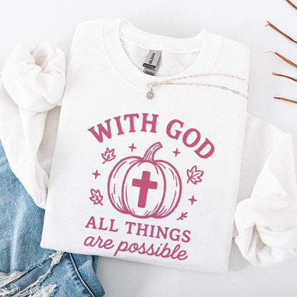 With God All Things Are Possible PNG, Pumpkin Christian Shirt Design -