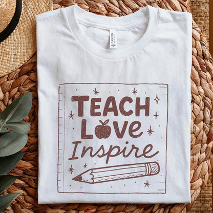 Teach Love Inspire PNG, Teacher Shirt PNG Design - 300 DPI Design for