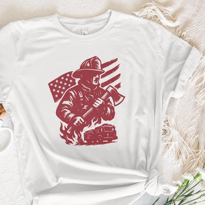 Firefighter PNG, American Flag Fireman Digital Download - 300 DPI Design