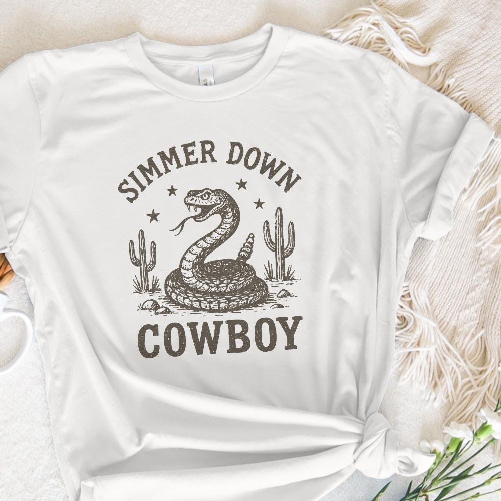 Simmer Down Cowboy PNG, Western Snake PNG Design - 300 DPI Design for