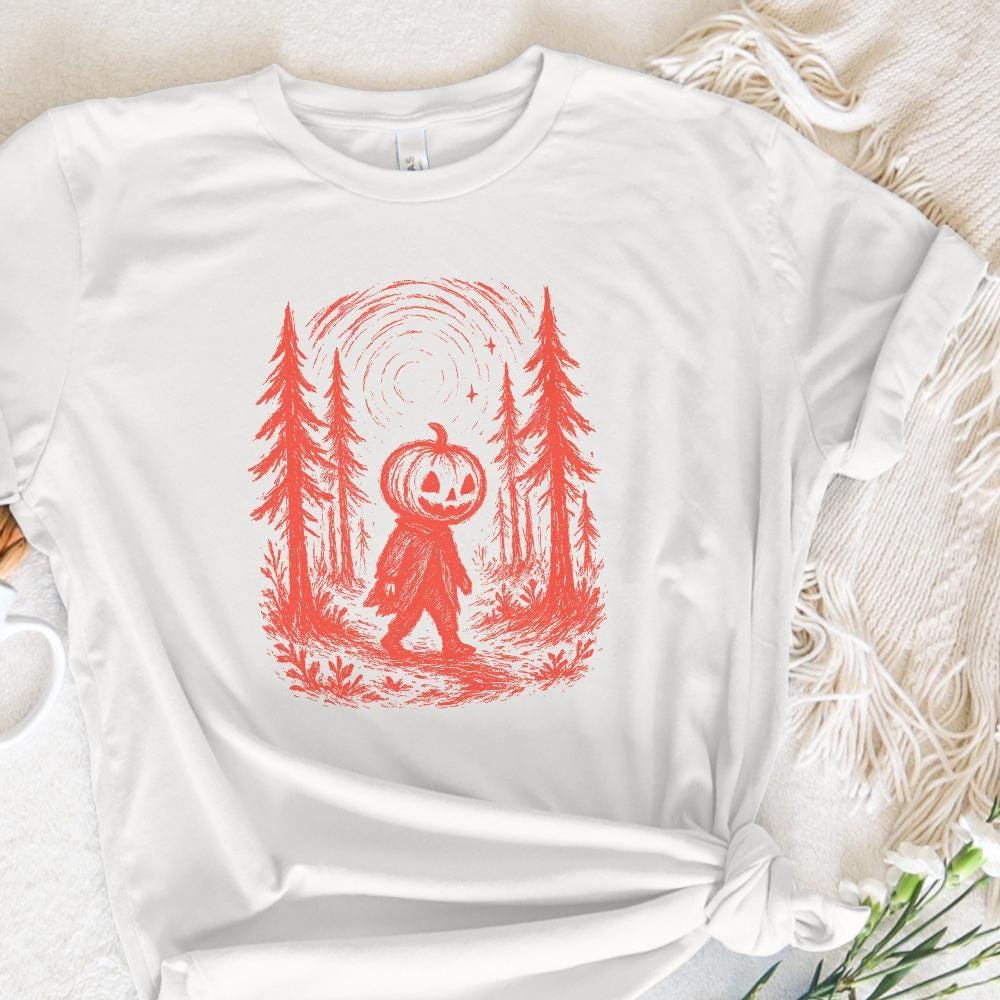 Pumpkin Head PNG, Halloween Digital Art - 300 DPI Design for T-Shirt