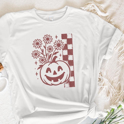 Pumpkin With Flowers PNG, Retro Halloween Digital Download - 300 DPI