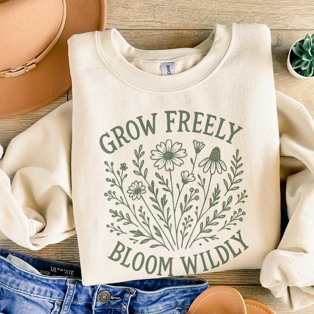 Grow Freely Bloom Wildly PNG, Wildflower Art Print - 300 DPI Design for