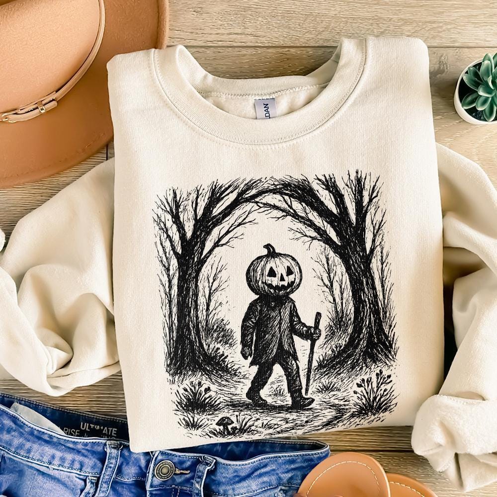 Pumpkin Head PNG, Spooky Halloween Digital Download - 300 DPI Design for