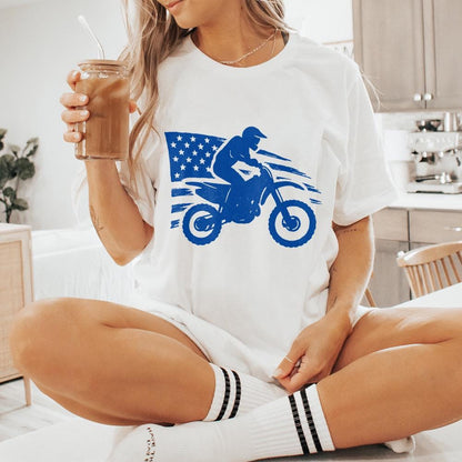 Motocross Biker USA Flag PNG, Patriotic Dirt Bike Digital Download - 300