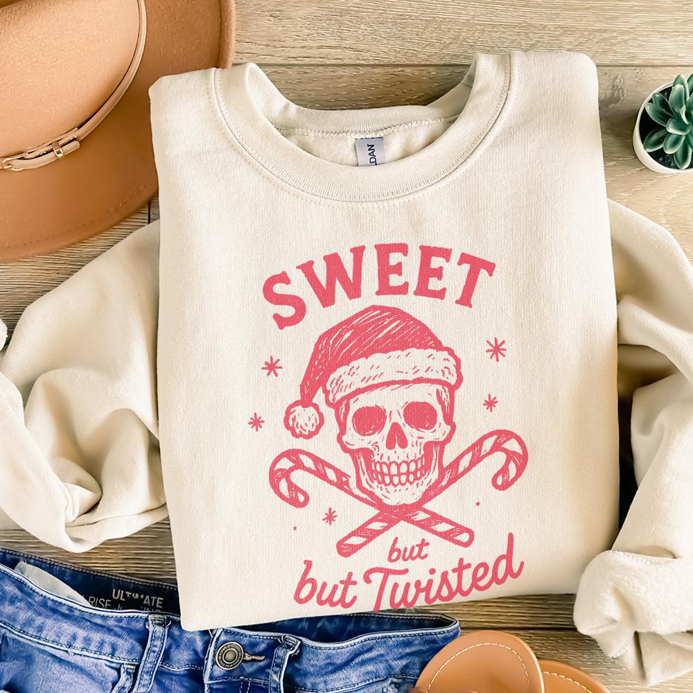 Sweet But Twisted PNG, Christmas Skull Digital Download - 300 DPI Design