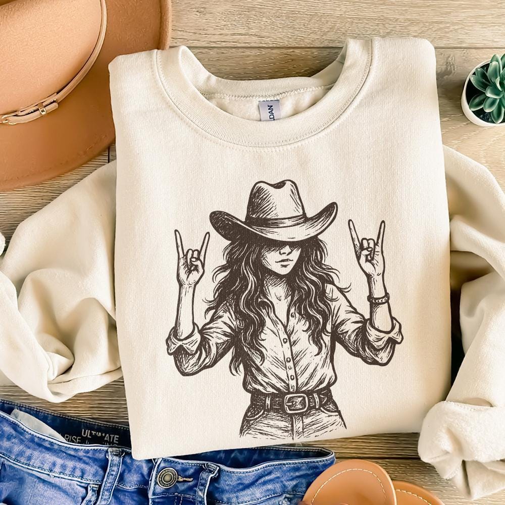 Cowgirl PNG, Western Rocker Girl Digital Download - 300 DPI Design for