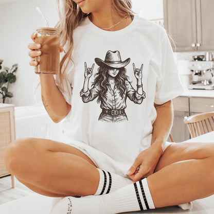 Cowgirl PNG, Western Rocker Girl Digital Download - 300 DPI Design for