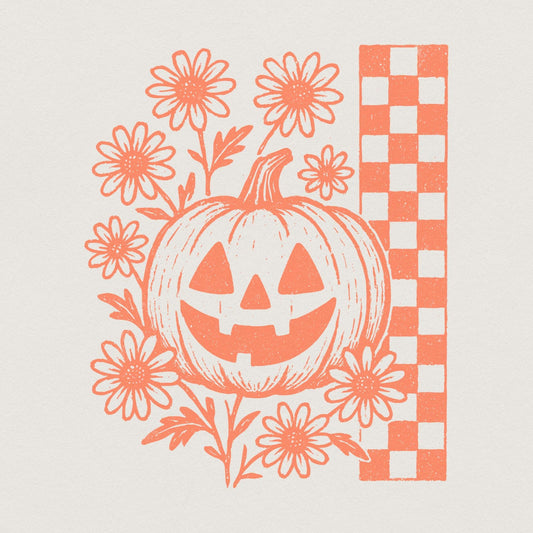 Pumpkin Floral PNG, Vintage Halloween PNG Digital Download - 300 DPI