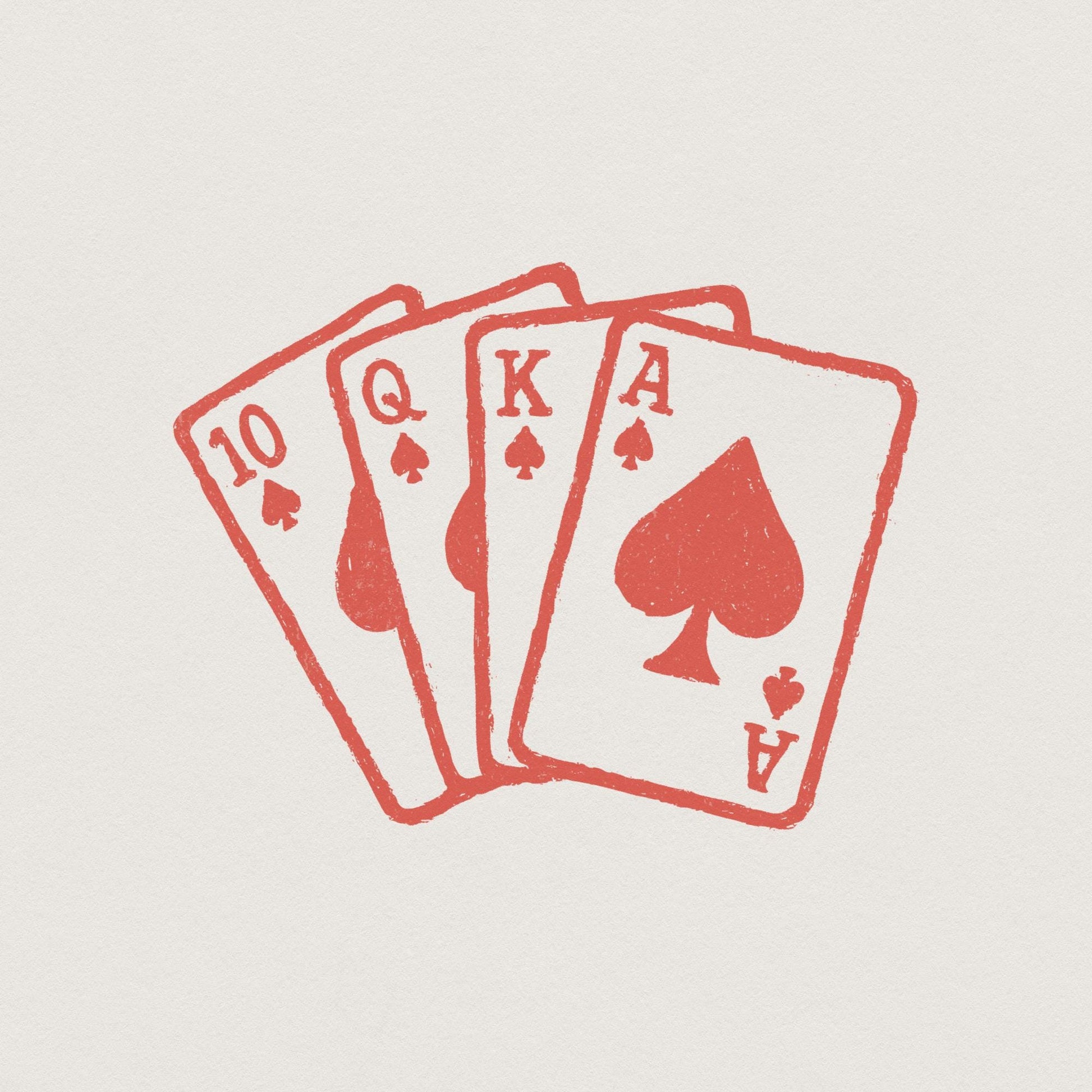 Royal Flush Poker PNG, Ace King Queen Ten Spades Digital Download - 300