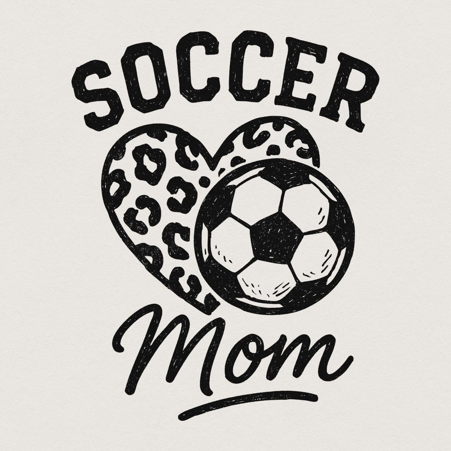 Soccer Mom PNG, Leopard Heart Soccer Ball PNG - 300 DPI Design for T-Shirt