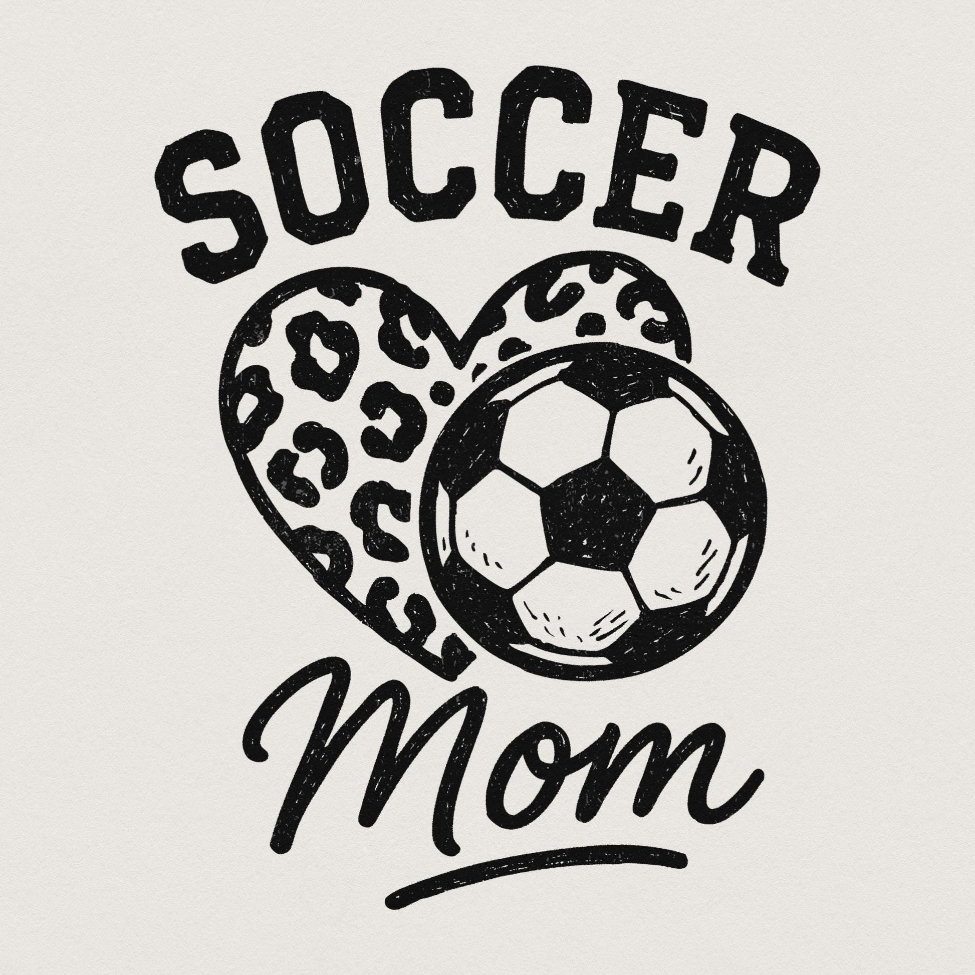 Soccer Mom PNG, Leopard Heart Soccer Ball PNG - 300 DPI Design for T-Shirt