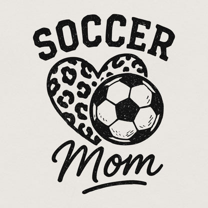 Soccer Mom PNG, Leopard Heart Soccer Ball PNG - 300 DPI Design for T-Shirt