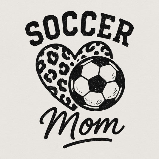 Soccer Mom PNG, Leopard Heart Soccer Ball PNG - 300 DPI Design for T-Shirt