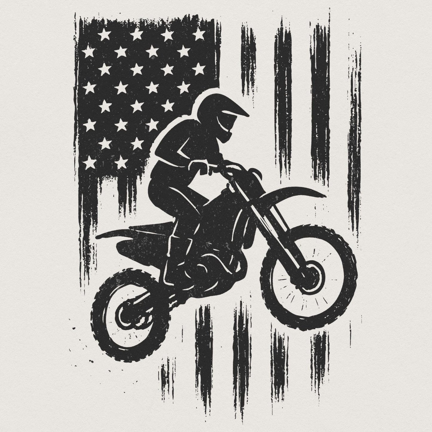 Motocross PNG, American Flag Dirt Bike Art - 300 DPI Design for T-Shirt