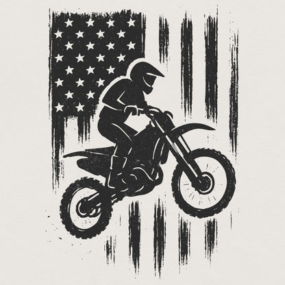 Motocross PNG, American Flag Dirt Bike Art - 300 DPI Design for T-Shirt