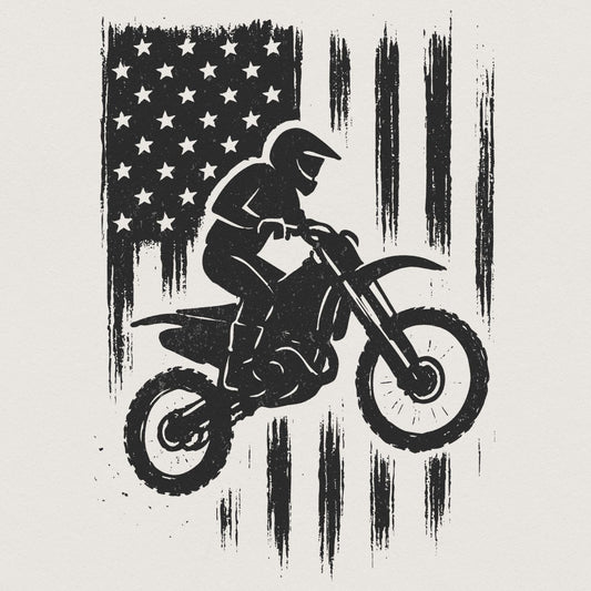 Motocross PNG, American Flag Dirt Bike Art - 300 DPI Design for T-Shirt