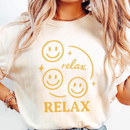 Relax PNG, Smiley Face Digital Download - 300 DPI Design for T-Shirt