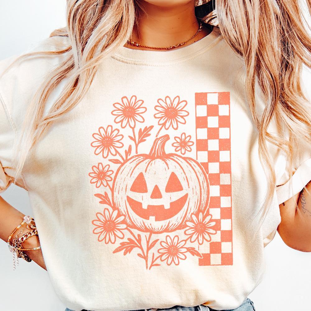 Pumpkin Floral PNG, Vintage Halloween PNG Digital Download - 300 DPI