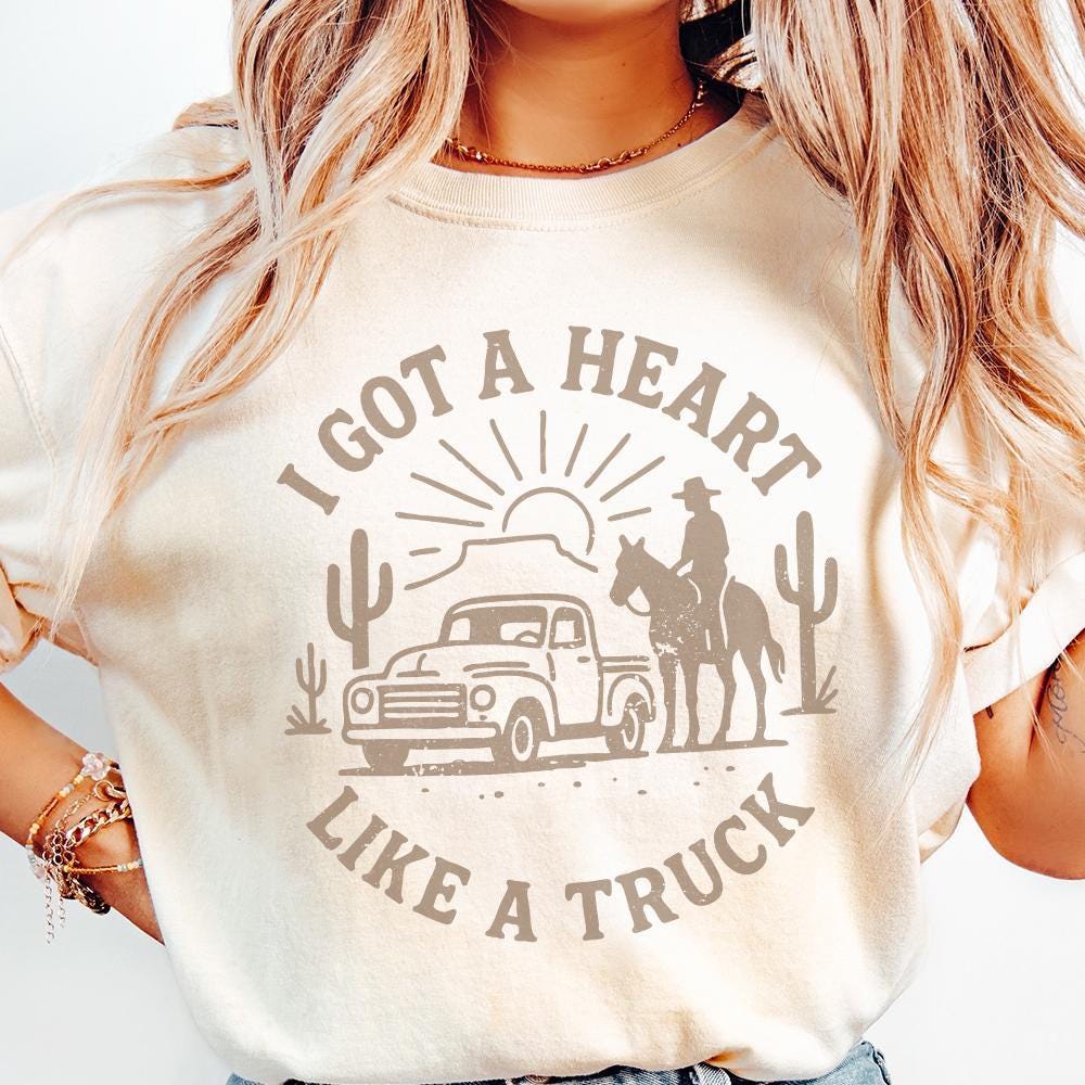 I Got a Heart Like a Truck PNG, Western Vintage Digital Download - 300