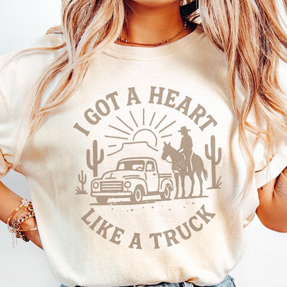 I Got a Heart Like a Truck PNG, Western Vintage Digital Download - 300