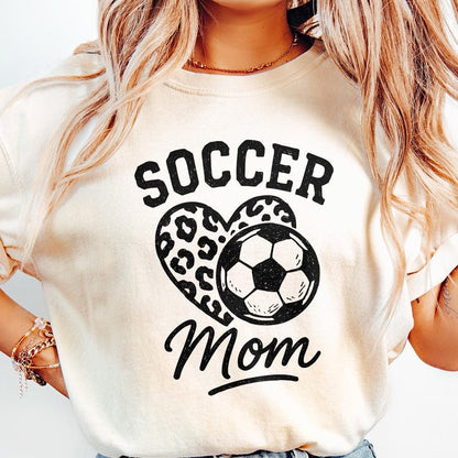 Soccer Mom PNG, Leopard Heart Soccer Ball PNG - 300 DPI Design for T-Shirt