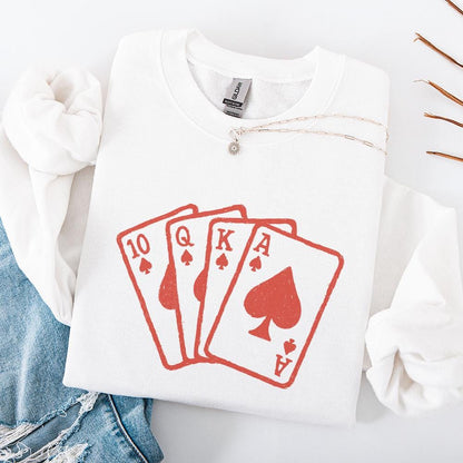 Royal Flush Poker PNG, Ace King Queen Ten Spades Digital Download - 300