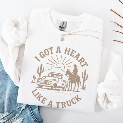 I Got a Heart Like a Truck PNG, Western Vintage Digital Download - 300