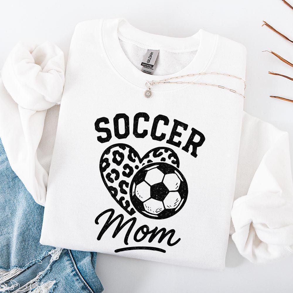 Soccer Mom PNG, Leopard Heart Soccer Ball PNG - 300 DPI Design for T-Shirt
