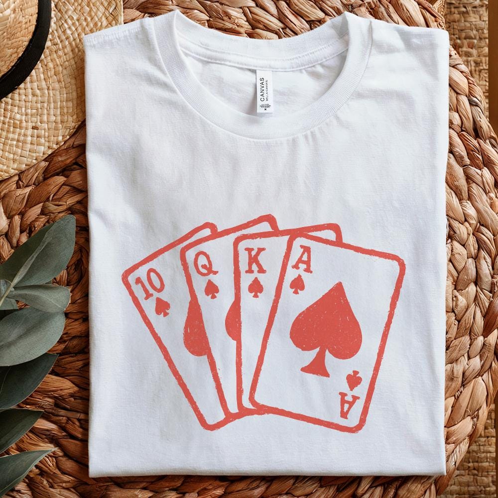 Royal Flush Poker PNG, Ace King Queen Ten Spades Digital Download - 300