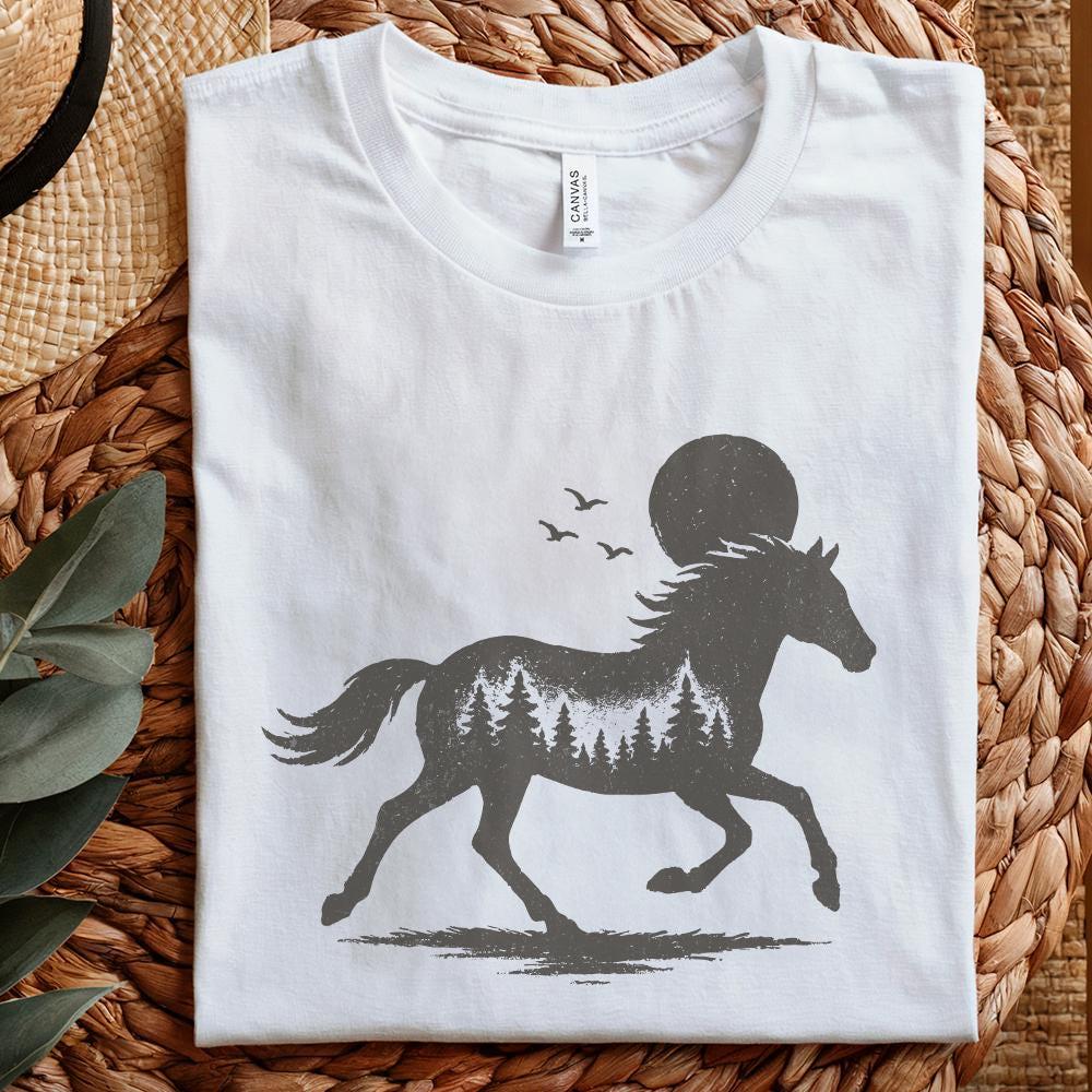 Wild Forest Horse PNG, Digital Download - 300 DPI Design for T-Shirt