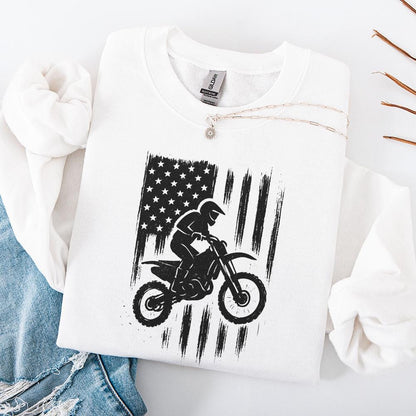 Motocross PNG, American Flag Dirt Bike Art - 300 DPI Design for T-Shirt