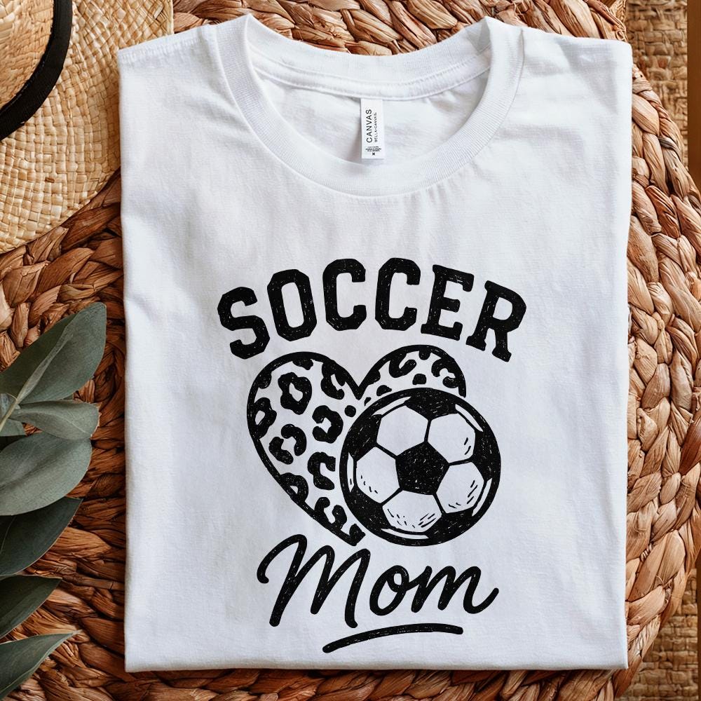 Soccer Mom PNG, Leopard Heart Soccer Ball PNG - 300 DPI Design for T-Shirt