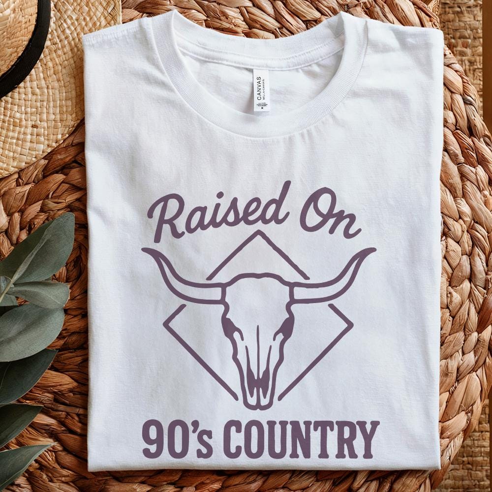 Raised On 90's Country PNG, Western Skull Clipart - 300 DPI Design for