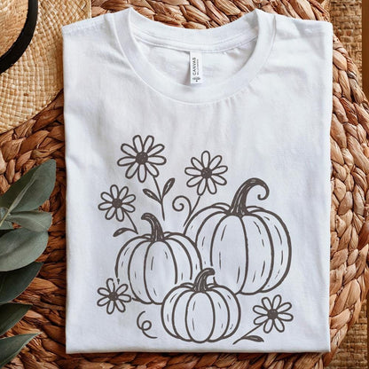 Pumpkin And Daisy PNG, Fall Flowers Digital Download - 300 DPI Design for
