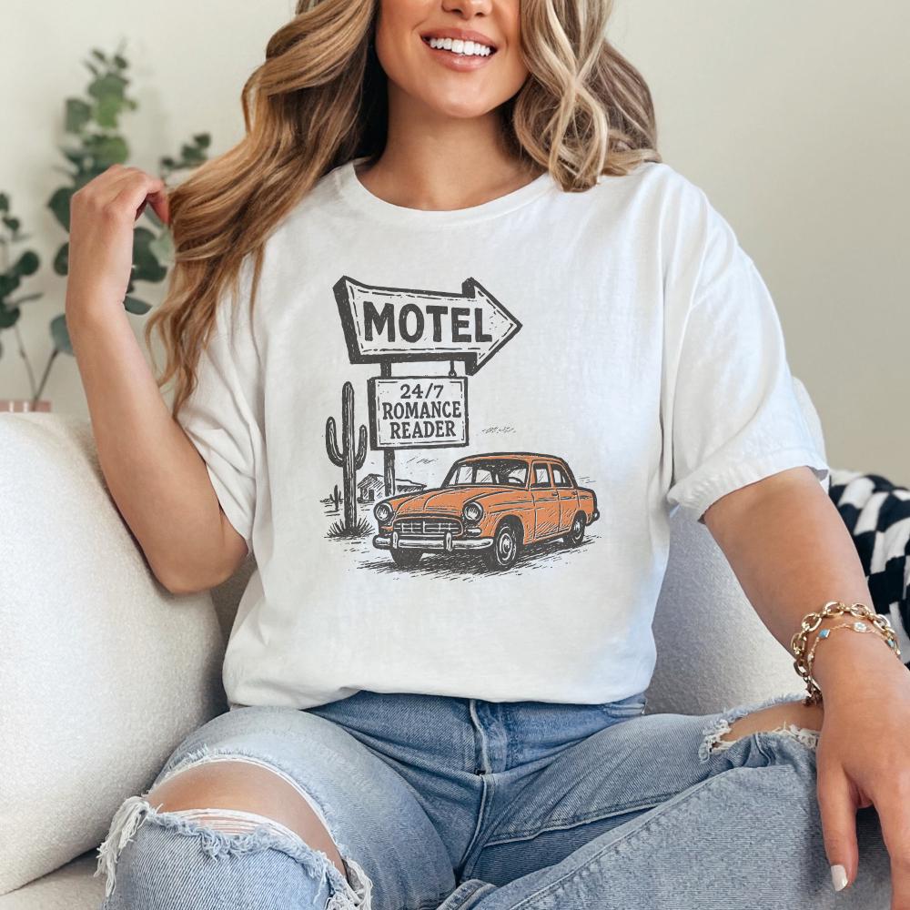 24/7 Romance Reader Motel PNG, Retro Car Art Digital Download - 300 DPI